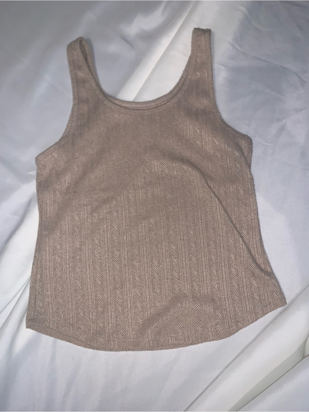 Sleeveless Ribbed Tank Top in Taupe